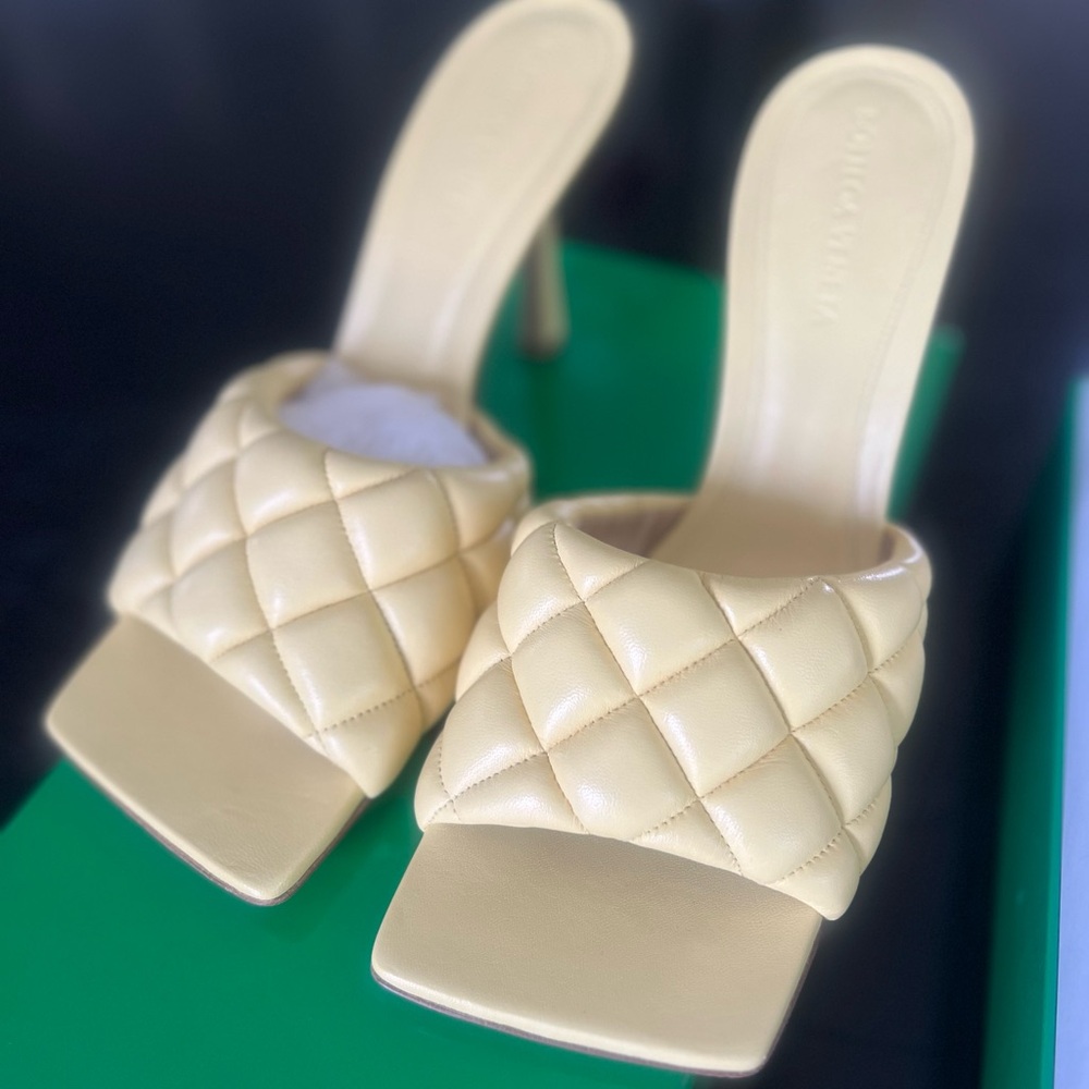 Bottega Veneta Lemon Yellow Padded Slide Sandals - Picture 7 of 11